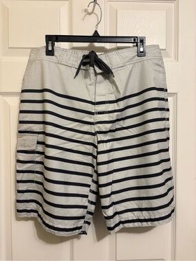 Old Navy Men's Black & White Striped Swim Trunks‎ Large